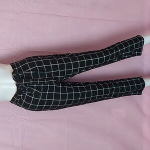 Nasty Gal Line By Me Check High Waisted Trouser Pants in Black size 2